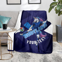 Personalized Scotland Unicorn Football Blanket Scottish National Soccer Team - St Andrew's Cross - Vibrant Fantasy Mascot