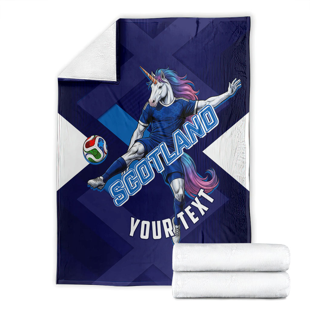 Personalized Scotland Unicorn Football Blanket Scottish National Soccer Team - St Andrew's Cross - Vibrant Fantasy Mascot