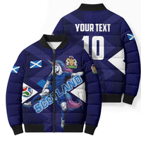 Personalized Scotland Unicorn Football Bomber Puffer Jacket Scottish National Soccer Team - St Andrew's Cross - Vibrant Fantasy Mascot