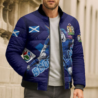 Personalized Scotland Unicorn Football Bomber Puffer Jacket Scottish National Soccer Team - St Andrew's Cross - Vibrant Fantasy Mascot