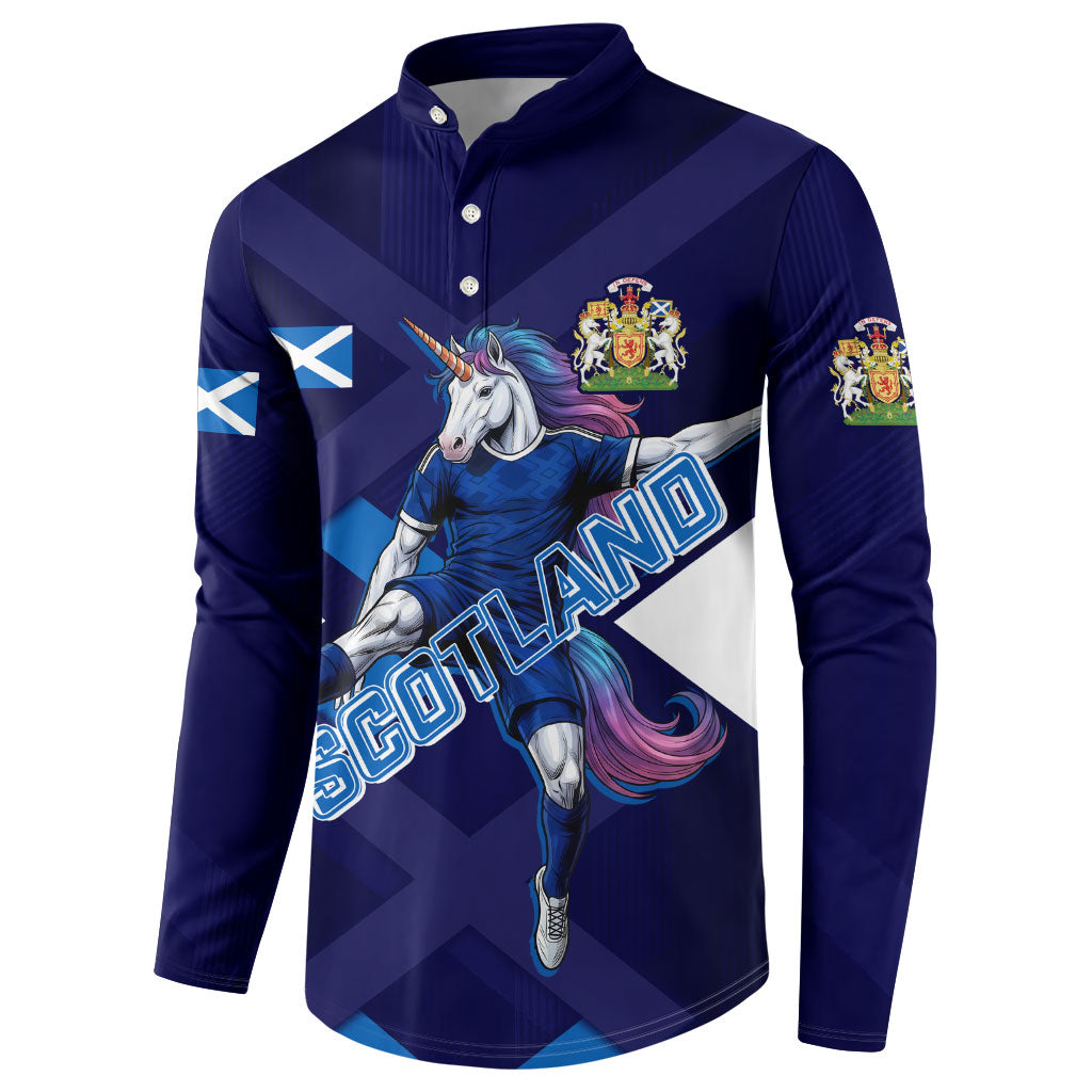 Personalized Scotland Unicorn Football Button Sweatshirt Scottish National Soccer Team - St Andrew's Cross - Vibrant Fantasy Mascot