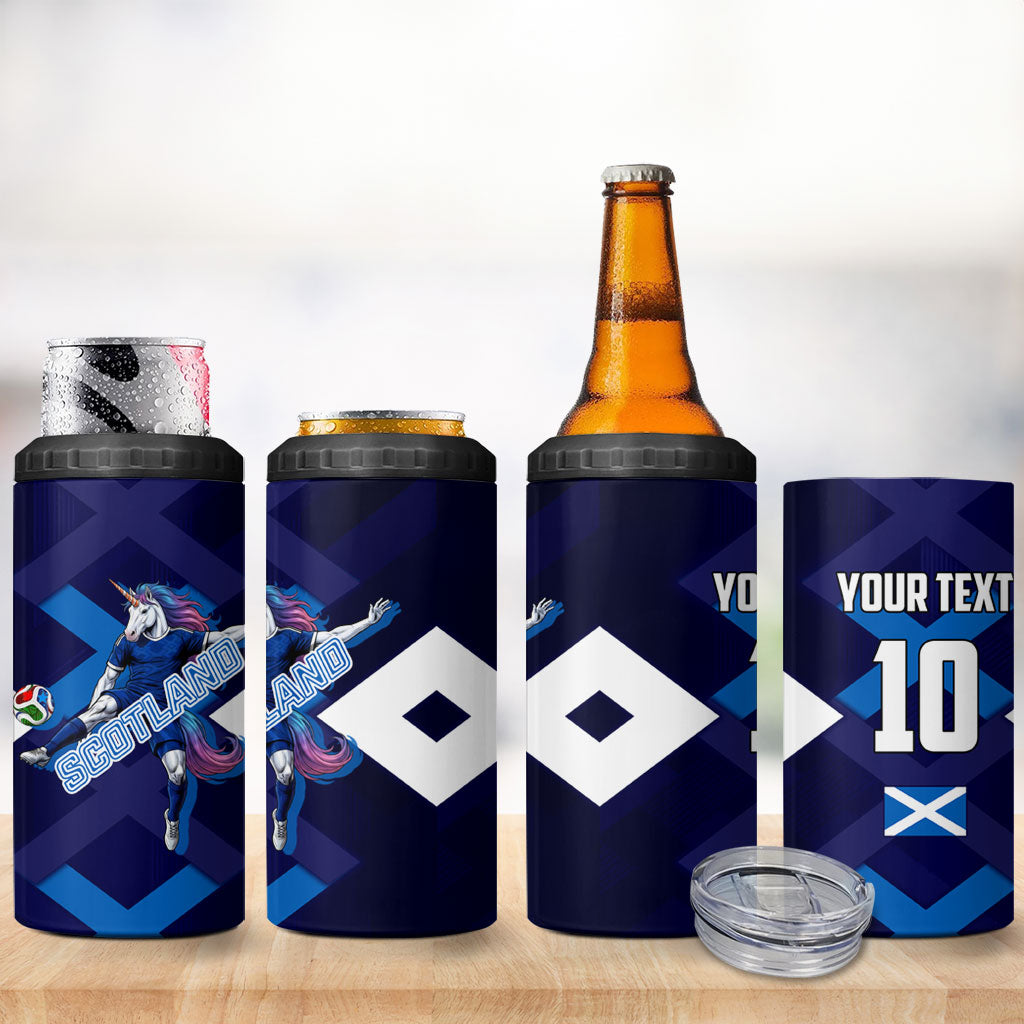 Personalized Scotland Unicorn Football 4 in 1 Can Cooler Tumbler Scottish National Soccer Team - St Andrew's Cross - Vibrant Fantasy Mascot