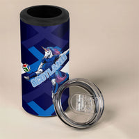 Personalized Scotland Unicorn Football 4 in 1 Can Cooler Tumbler Scottish National Soccer Team - St Andrew's Cross - Vibrant Fantasy Mascot