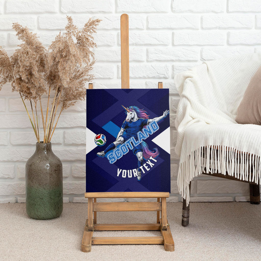 Personalized Scotland Unicorn Football Canvas Wall Art Scottish National Soccer Team - St Andrew's Cross - Vibrant Fantasy Mascot