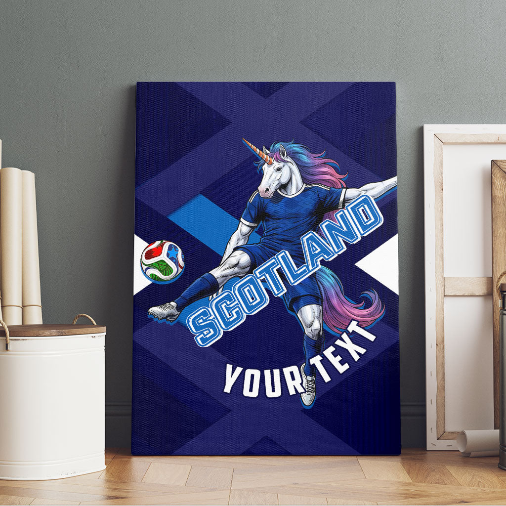 Personalized Scotland Unicorn Football Canvas Wall Art Scottish National Soccer Team - St Andrew's Cross - Vibrant Fantasy Mascot