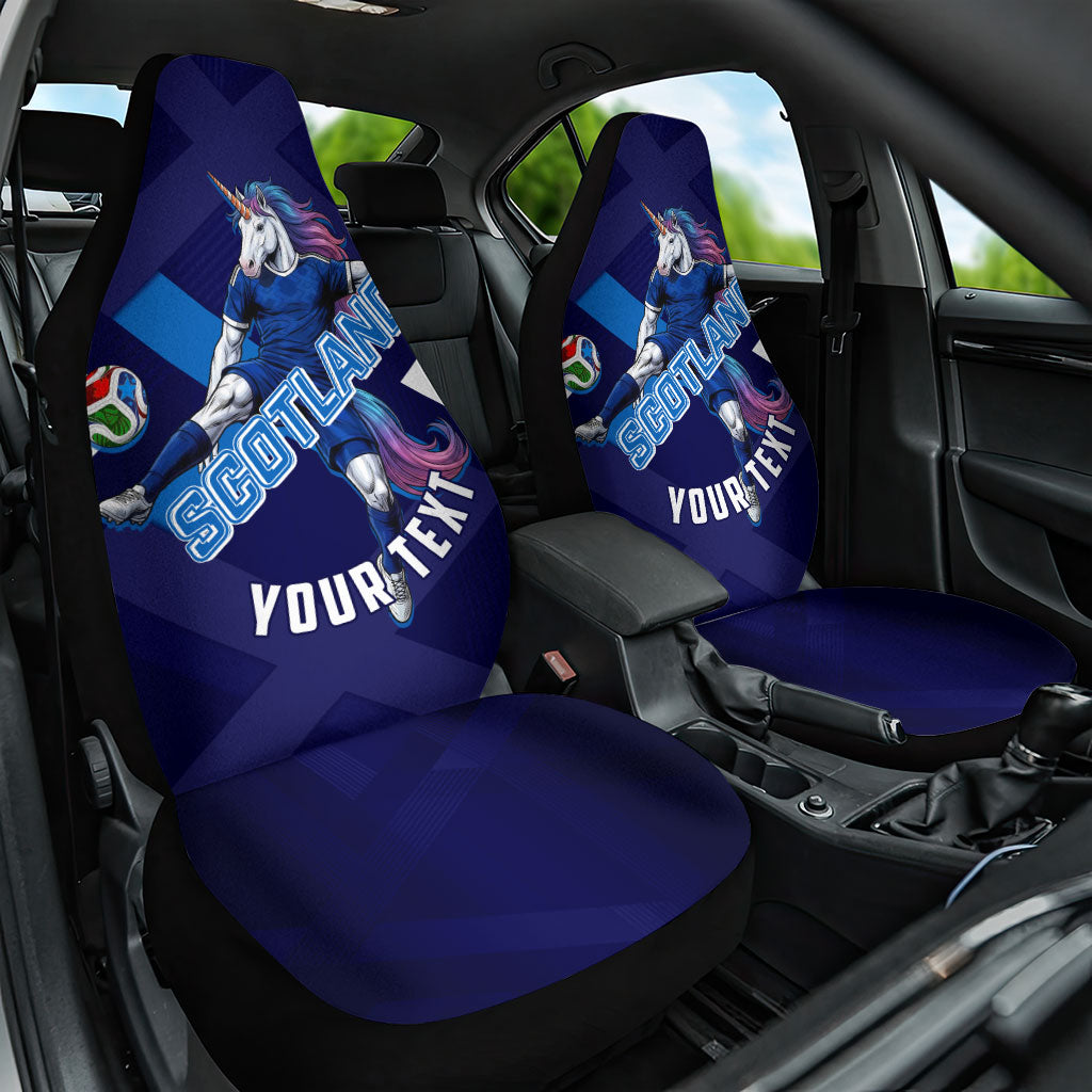 Personalized Scotland Unicorn Football Car Seat Cover Scottish National Soccer Team - St Andrew's Cross - Vibrant Fantasy Mascot