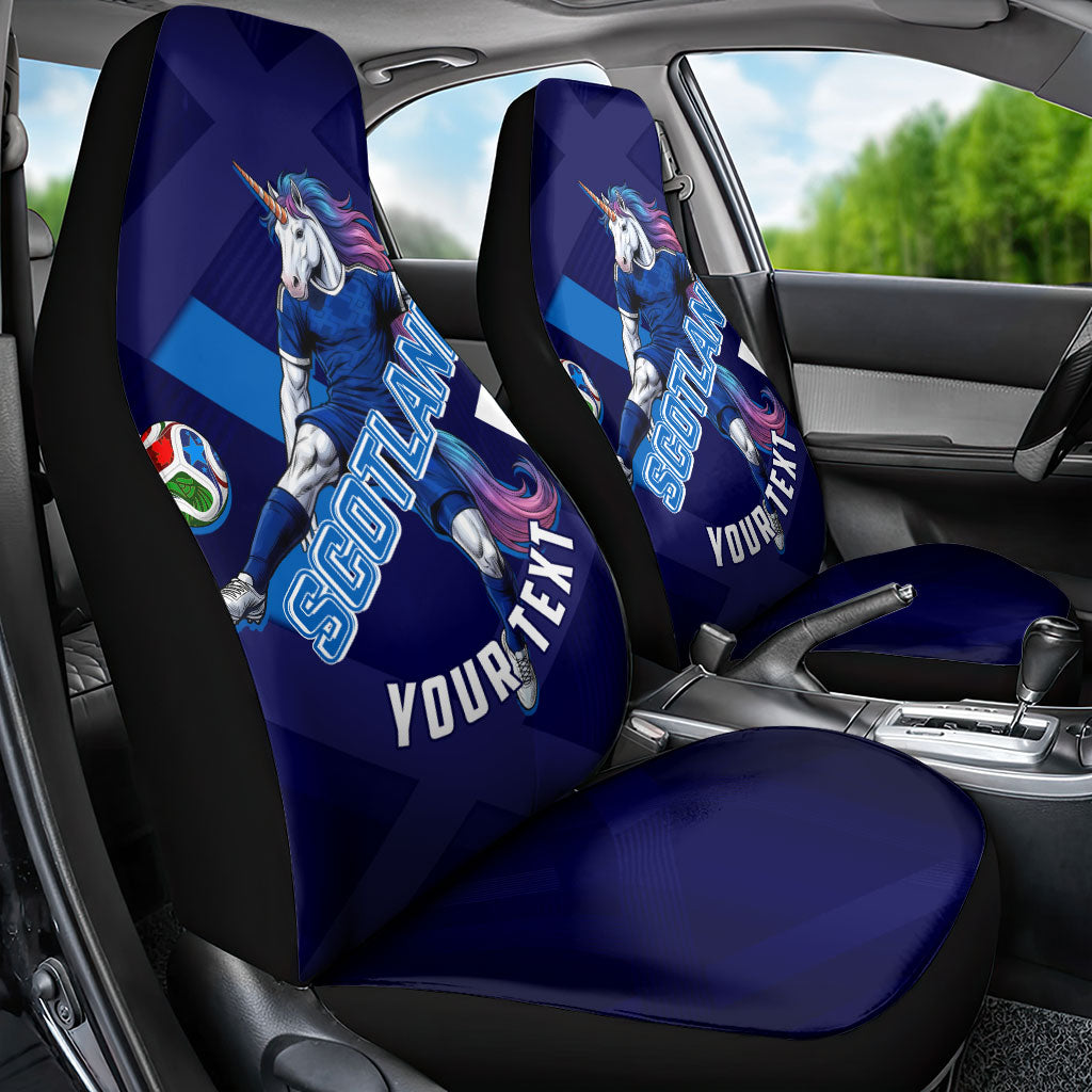Personalized Scotland Unicorn Football Car Seat Cover Scottish National Soccer Team - St Andrew's Cross - Vibrant Fantasy Mascot