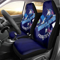 Personalized Scotland Unicorn Football Car Seat Cover Scottish National Soccer Team - St Andrew's Cross - Vibrant Fantasy Mascot