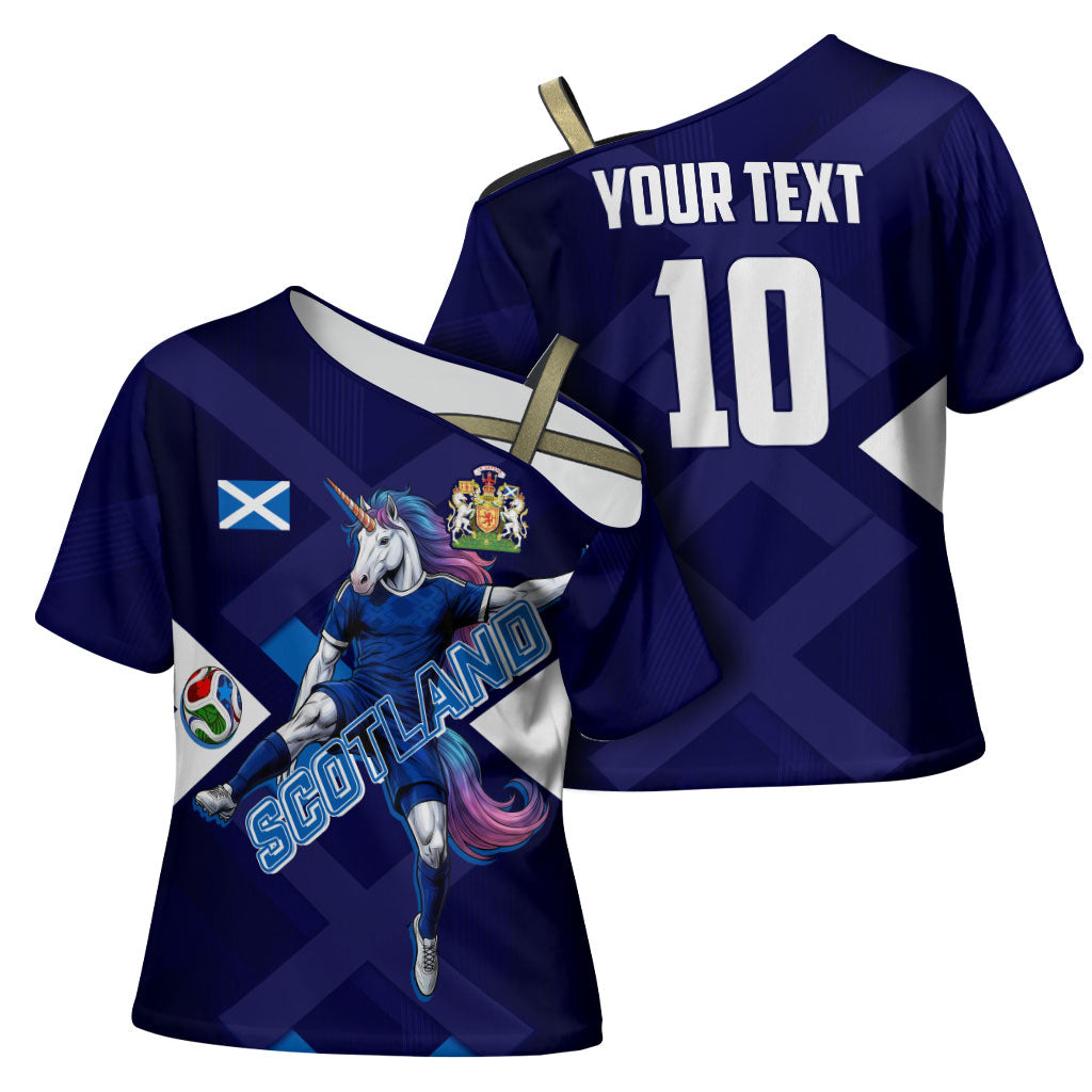 Personalized Scotland Unicorn Football Cross Shoulder Shirt Scottish National Soccer Team - St Andrew's Cross - Vibrant Fantasy Mascot