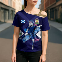 Personalized Scotland Unicorn Football Cross Shoulder Shirt Scottish National Soccer Team - St Andrew's Cross - Vibrant Fantasy Mascot