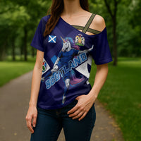 Personalized Scotland Unicorn Football Cross Shoulder Shirt Scottish National Soccer Team - St Andrew's Cross - Vibrant Fantasy Mascot