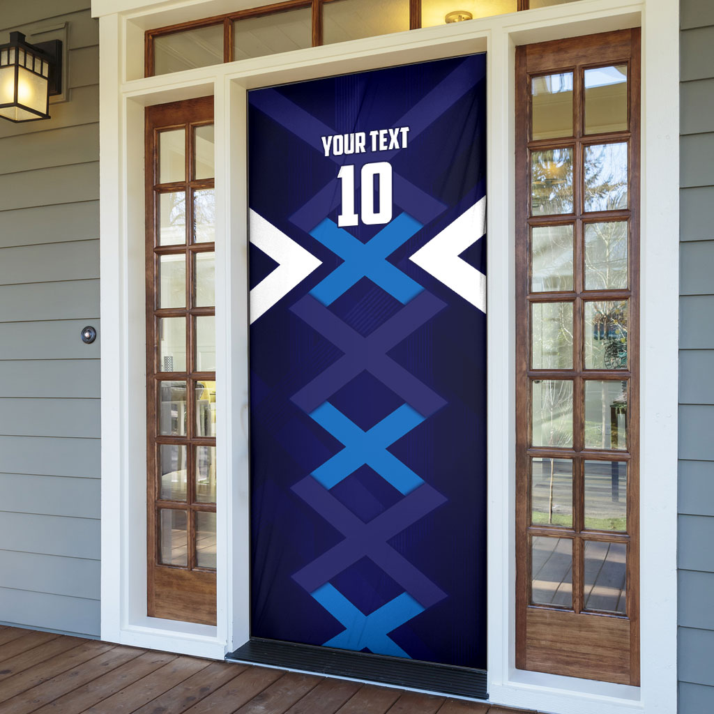 Personalized Scotland Unicorn Football Door Cover Scottish National Soccer Team - St Andrew's Cross - Vibrant Fantasy Mascot