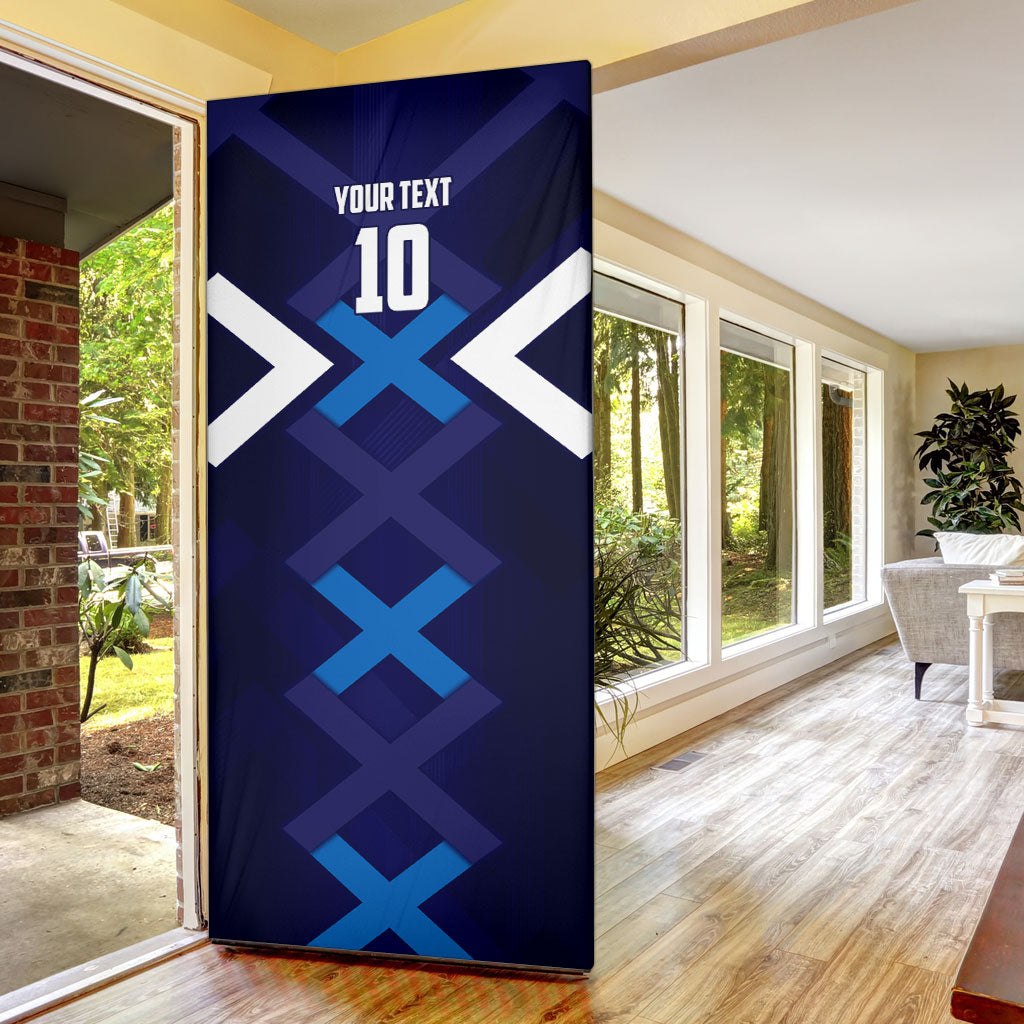 Personalized Scotland Unicorn Football Door Cover Scottish National Soccer Team - St Andrew's Cross - Vibrant Fantasy Mascot