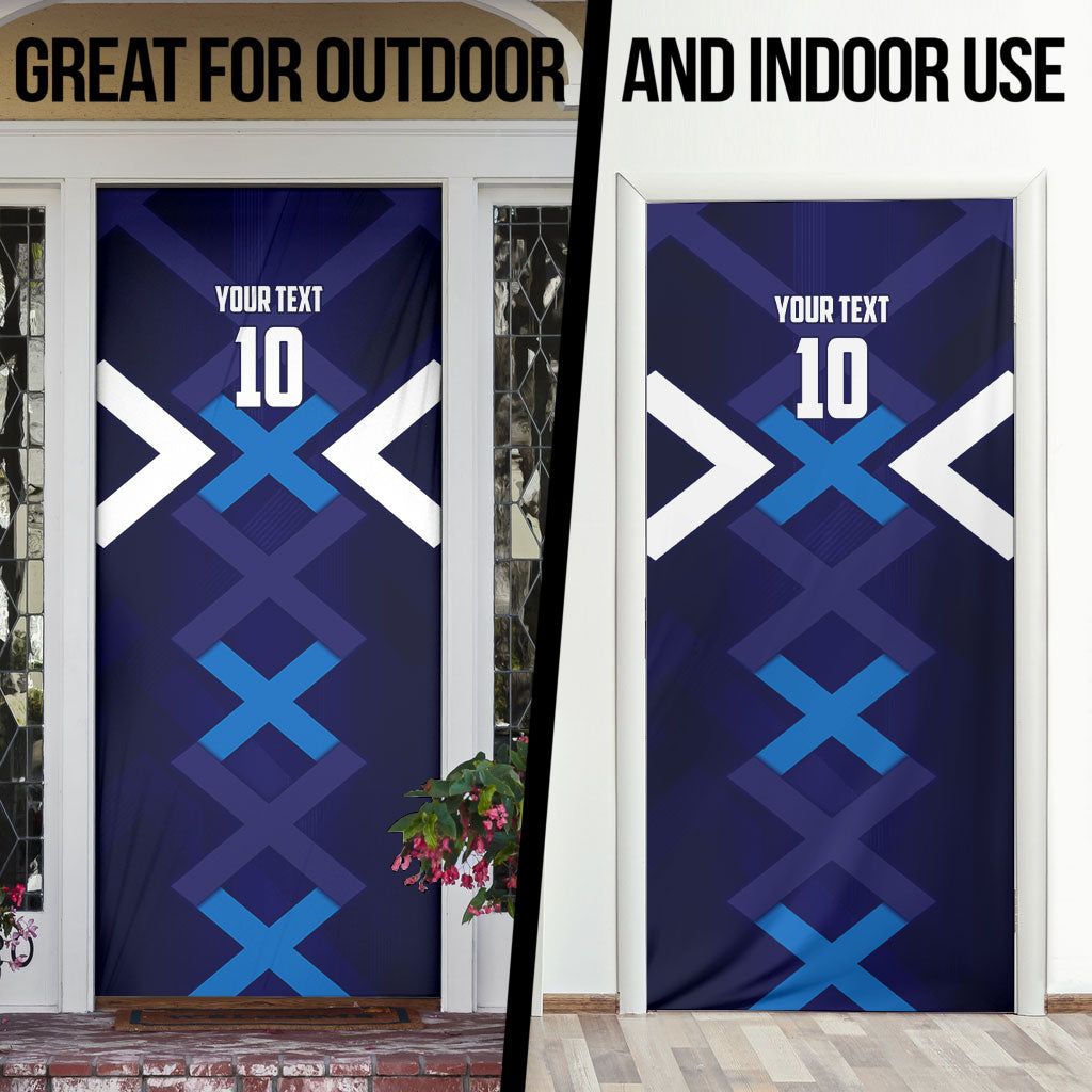 Personalized Scotland Unicorn Football Door Cover Scottish National Soccer Team - St Andrew's Cross - Vibrant Fantasy Mascot