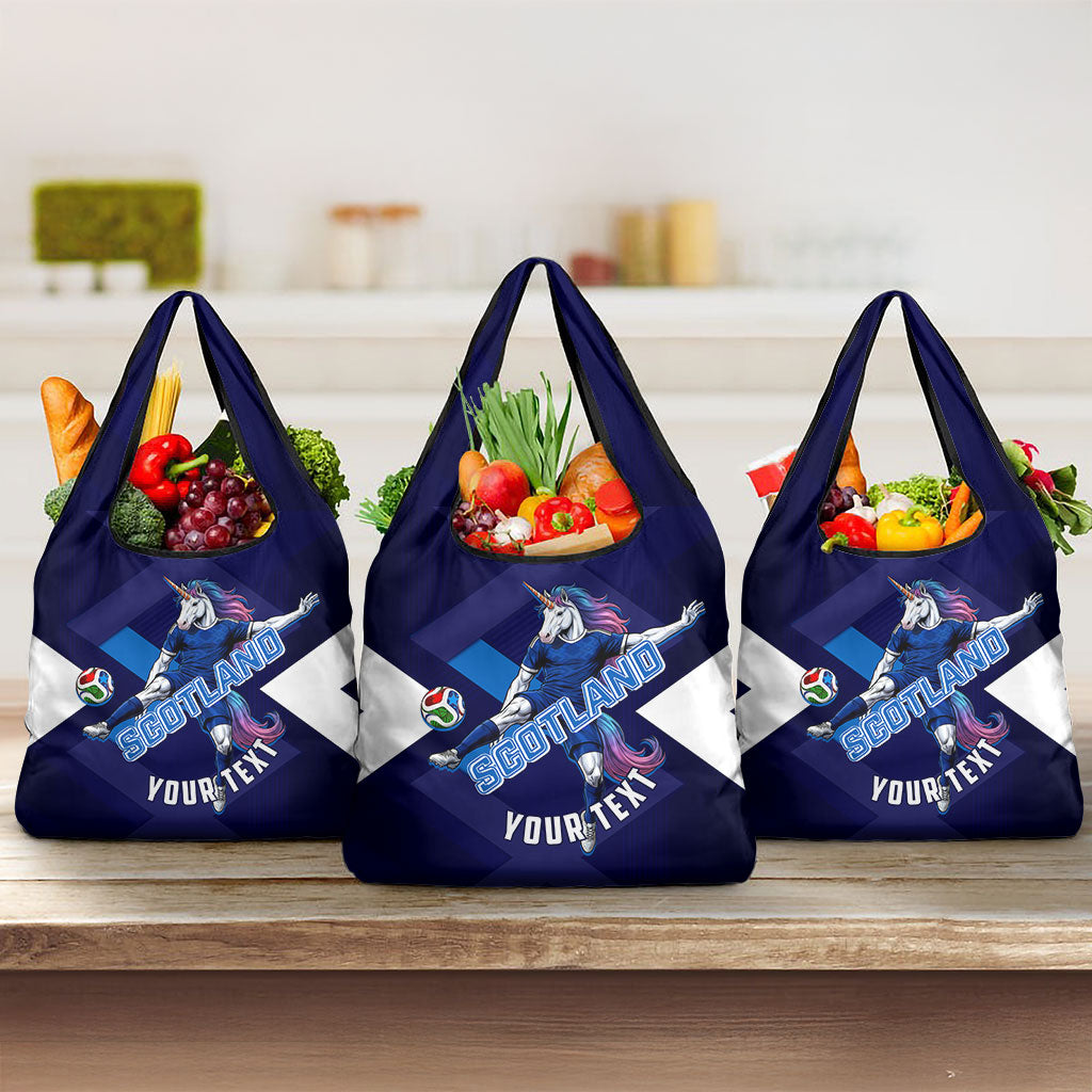 Personalized Scotland Unicorn Football Grocery Bag Scottish National Soccer Team - St Andrew's Cross - Vibrant Fantasy Mascot