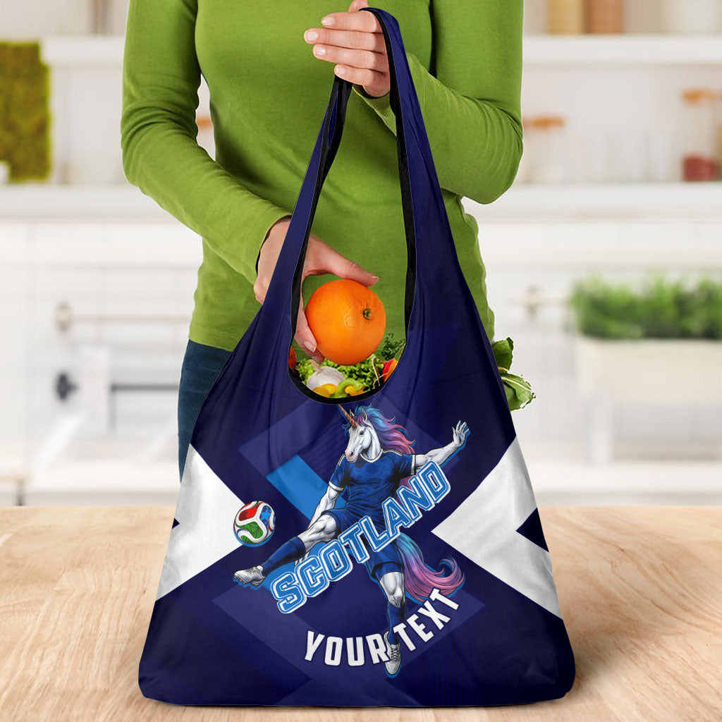 Personalized Scotland Unicorn Football Grocery Bag Scottish National Soccer Team - St Andrew's Cross - Vibrant Fantasy Mascot