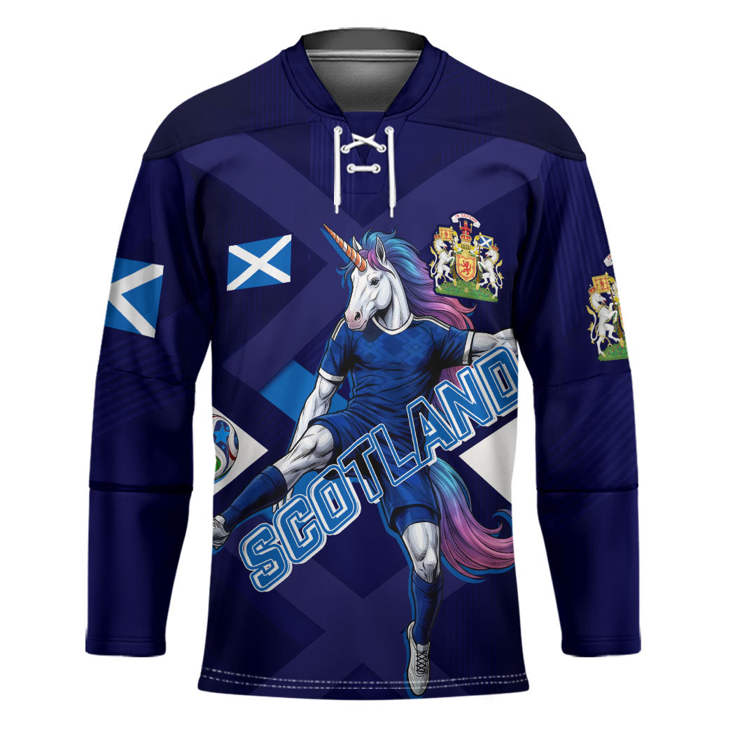 Personalized Scotland Unicorn Football Hockey Jersey Scottish National Soccer Team - St Andrew's Cross - Vibrant Fantasy Mascot