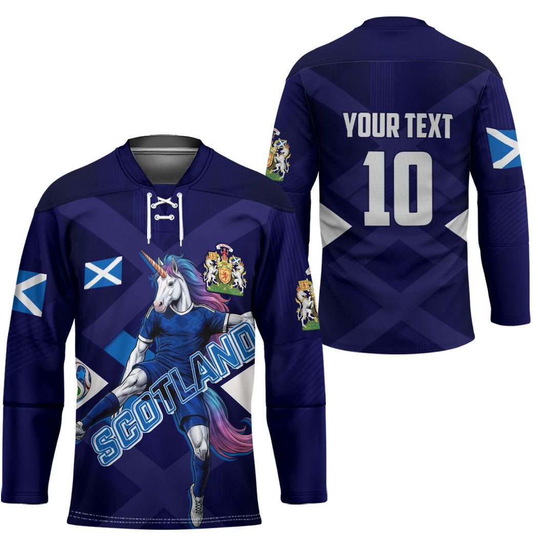 Personalized Scotland Unicorn Football Hockey Jersey Scottish National Soccer Team - St Andrew's Cross - Vibrant Fantasy Mascot