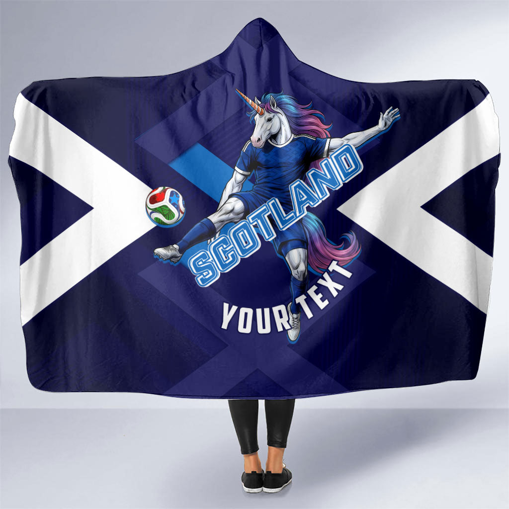 Personalized Scotland Unicorn Football Hooded Blanket Scottish National Soccer Team - St Andrew's Cross - Vibrant Fantasy Mascot