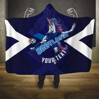 Personalized Scotland Unicorn Football Hooded Blanket Scottish National Soccer Team - St Andrew's Cross - Vibrant Fantasy Mascot