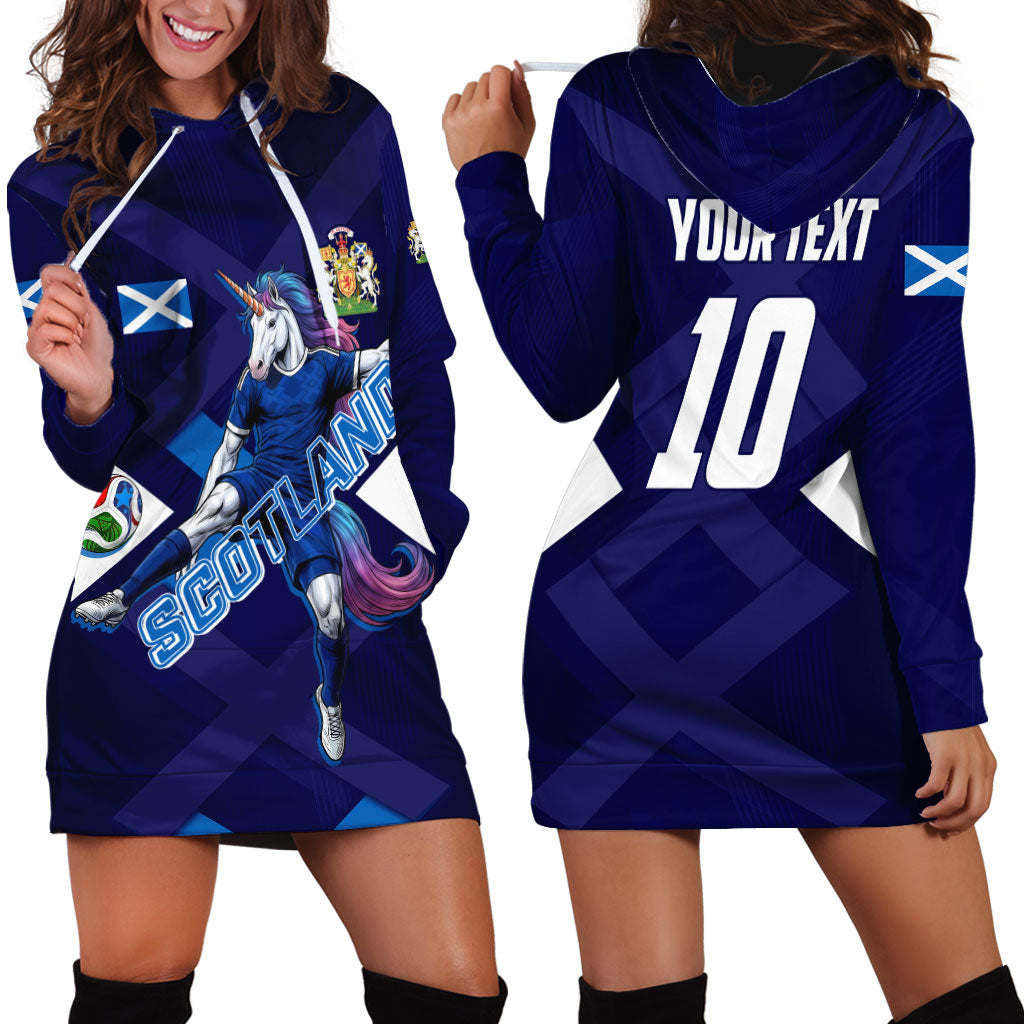 Personalized Scotland Unicorn Football Hoodie Dress Scottish National Soccer Team - St Andrew's Cross - Vibrant Fantasy Mascot