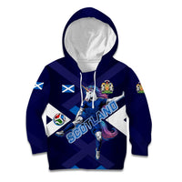 Personalized Scotland Unicorn Football Kid Hoodie Scottish National Soccer Team - St Andrew's Cross - Vibrant Fantasy Mascot