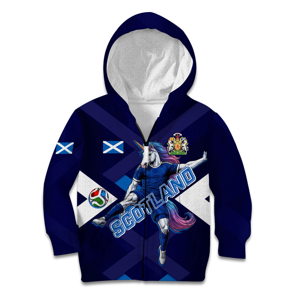 Personalized Scotland Unicorn Football Kid Hoodie Scottish National Soccer Team - St Andrew's Cross - Vibrant Fantasy Mascot