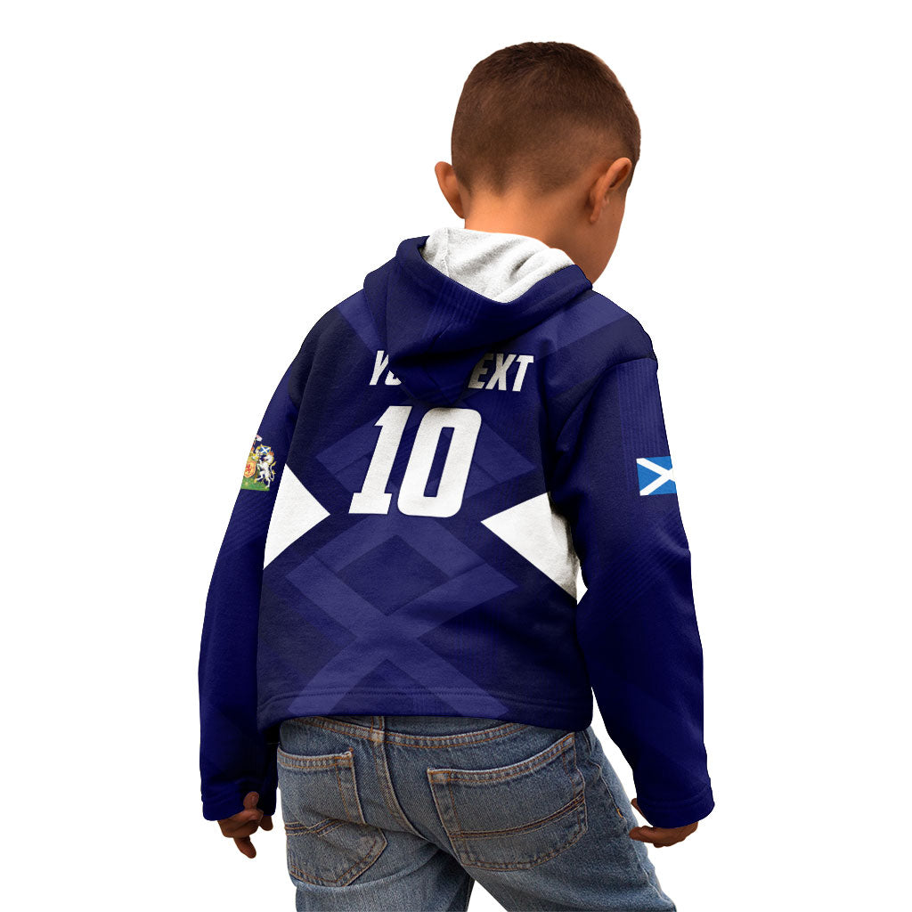 Personalized Scotland Unicorn Football Kid Hoodie Scottish National Soccer Team - St Andrew's Cross - Vibrant Fantasy Mascot
