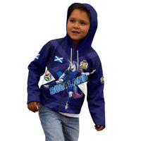Personalized Scotland Unicorn Football Kid Hoodie Scottish National Soccer Team - St Andrew's Cross - Vibrant Fantasy Mascot