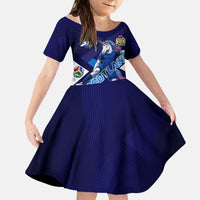 Personalized Scotland Unicorn Football Kid Short Sleeve Dress Scottish National Soccer Team - St Andrew's Cross - Vibrant Fantasy Mascot