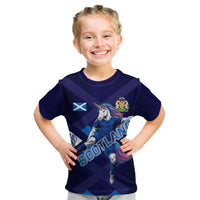 Personalized Scotland Unicorn Football Kid T Shirt Scottish National Soccer Team - St Andrew's Cross - Vibrant Fantasy Mascot