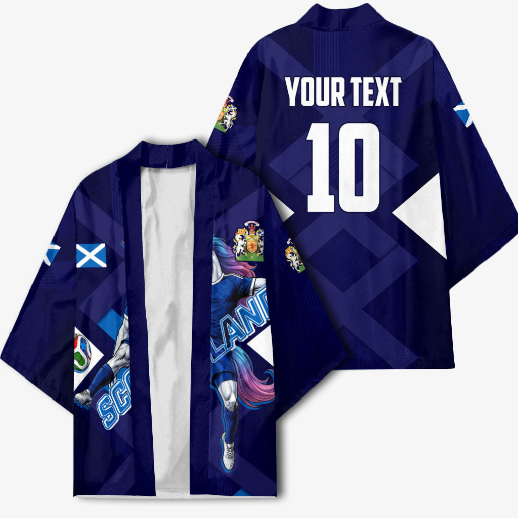 Personalized Scotland Unicorn Football Kimono Scottish National Soccer Team - St Andrew's Cross - Vibrant Fantasy Mascot