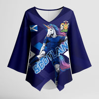 Personalized Scotland Unicorn Football Kimono Sleeve Blouse Scottish National Soccer Team - St Andrew's Cross - Vibrant Fantasy Mascot