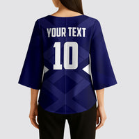 Personalized Scotland Unicorn Football Kimono Sleeve Blouse Scottish National Soccer Team - St Andrew's Cross - Vibrant Fantasy Mascot