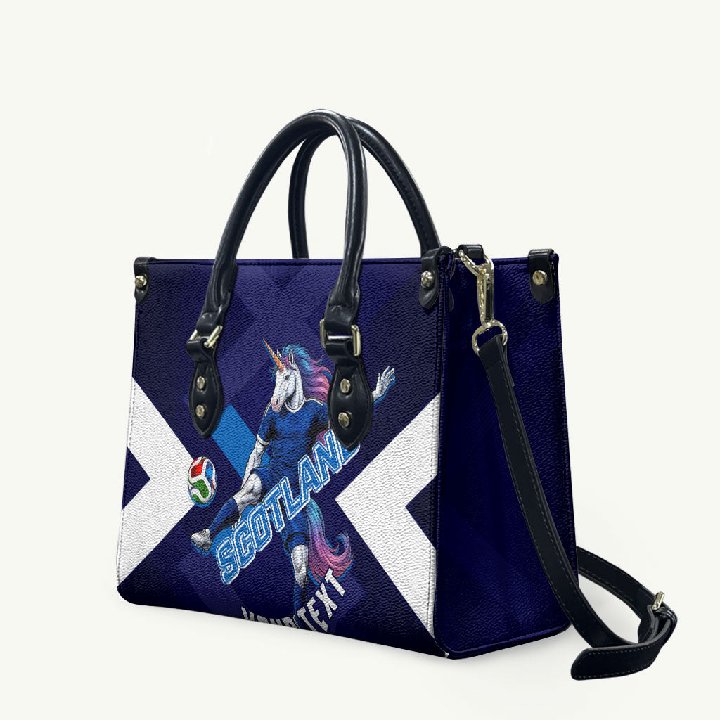 Personalized Scotland Unicorn Football Leather Bag Scottish National Soccer Team - St Andrew's Cross - Vibrant Fantasy Mascot