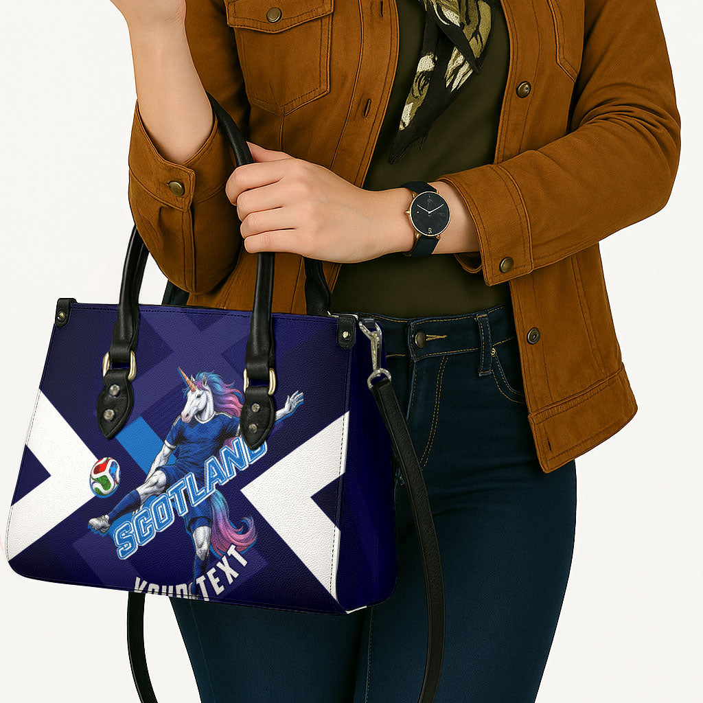 Personalized Scotland Unicorn Football Leather Bag Scottish National Soccer Team - St Andrew's Cross - Vibrant Fantasy Mascot