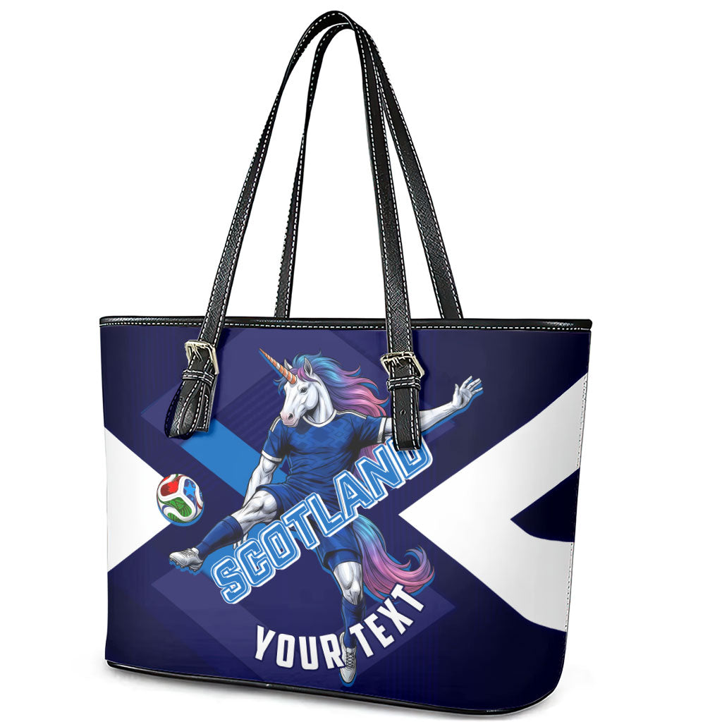 Personalized Scotland Unicorn Football Leather Tote Bag Scottish National Soccer Team - St Andrew's Cross - Vibrant Fantasy Mascot