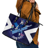 Personalized Scotland Unicorn Football Leather Tote Bag Scottish National Soccer Team - St Andrew's Cross - Vibrant Fantasy Mascot