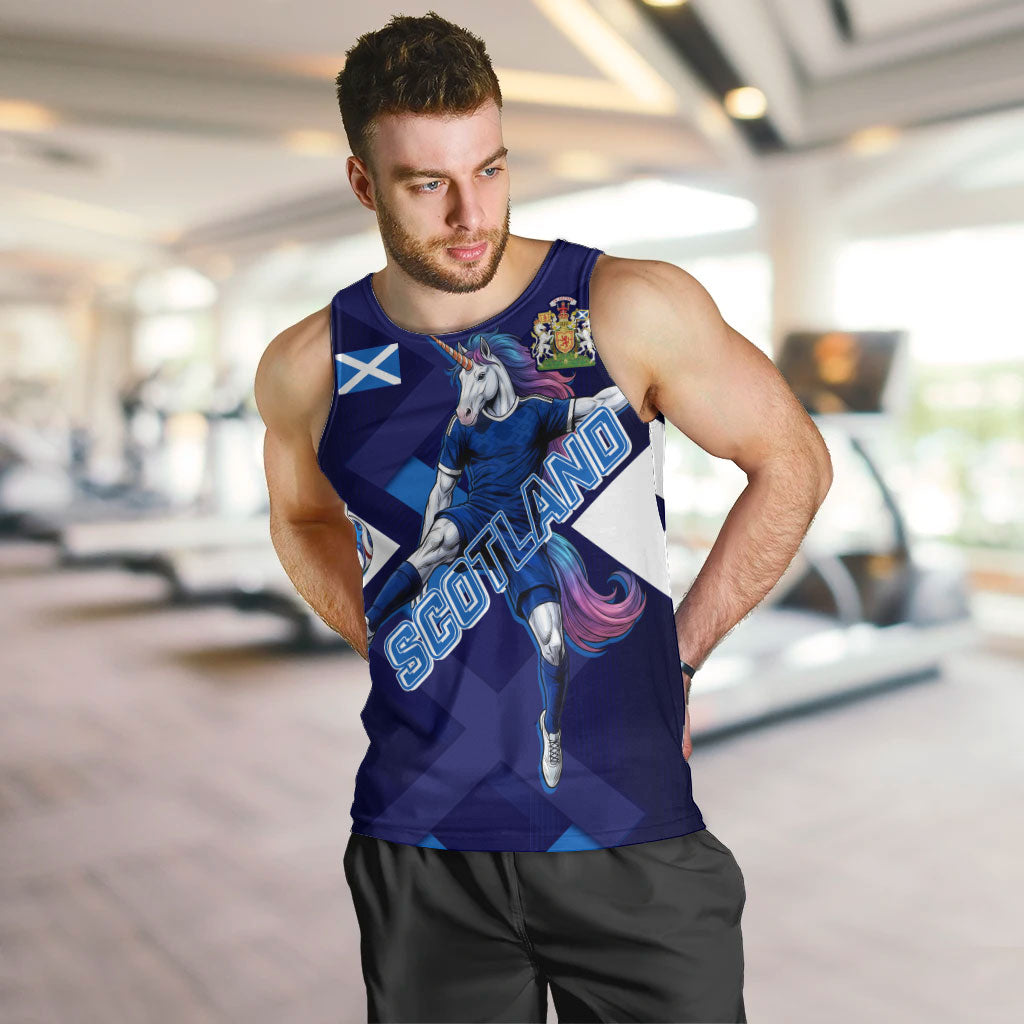 Personalized Scotland Unicorn Football Men Tank Top Scottish National Soccer Team - St Andrew's Cross - Vibrant Fantasy Mascot