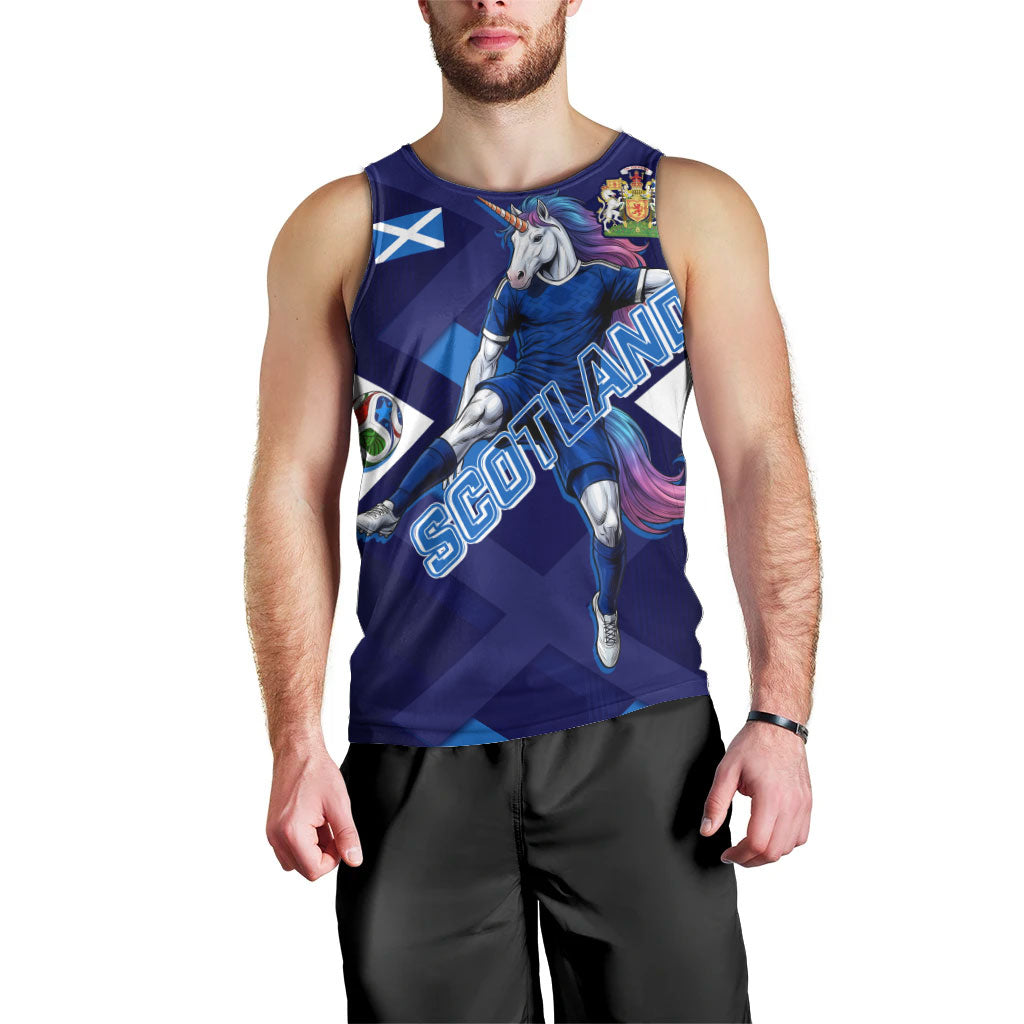 Personalized Scotland Unicorn Football Men Tank Top Scottish National Soccer Team - St Andrew's Cross - Vibrant Fantasy Mascot