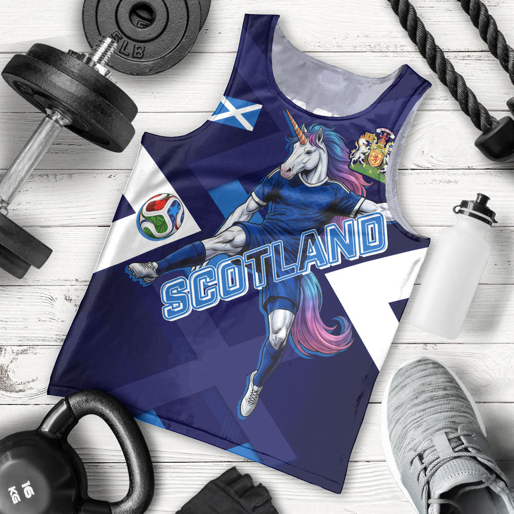Personalized Scotland Unicorn Football Men Tank Top Scottish National Soccer Team - St Andrew's Cross - Vibrant Fantasy Mascot