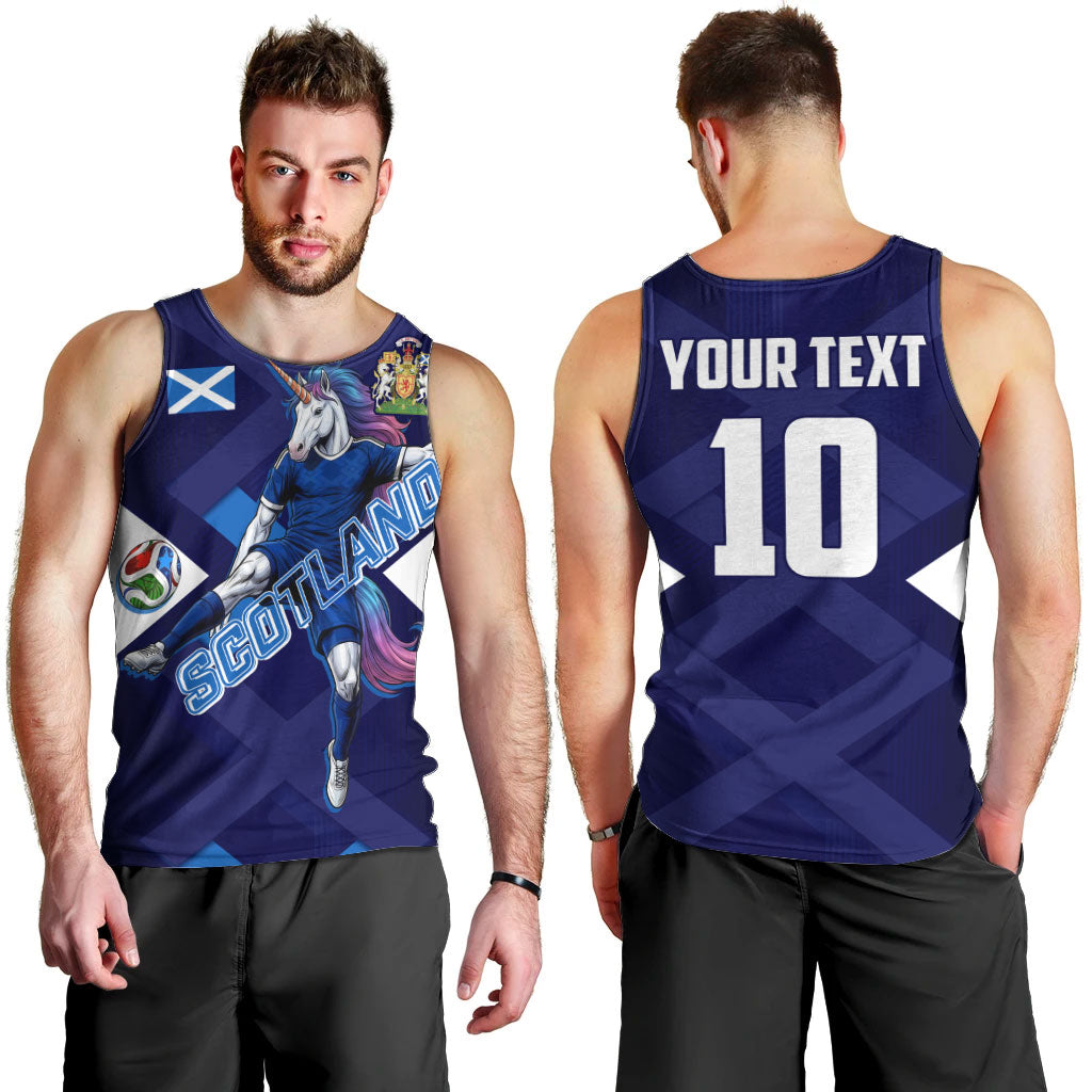 Personalized Scotland Unicorn Football Men Tank Top Scottish National Soccer Team - St Andrew's Cross - Vibrant Fantasy Mascot