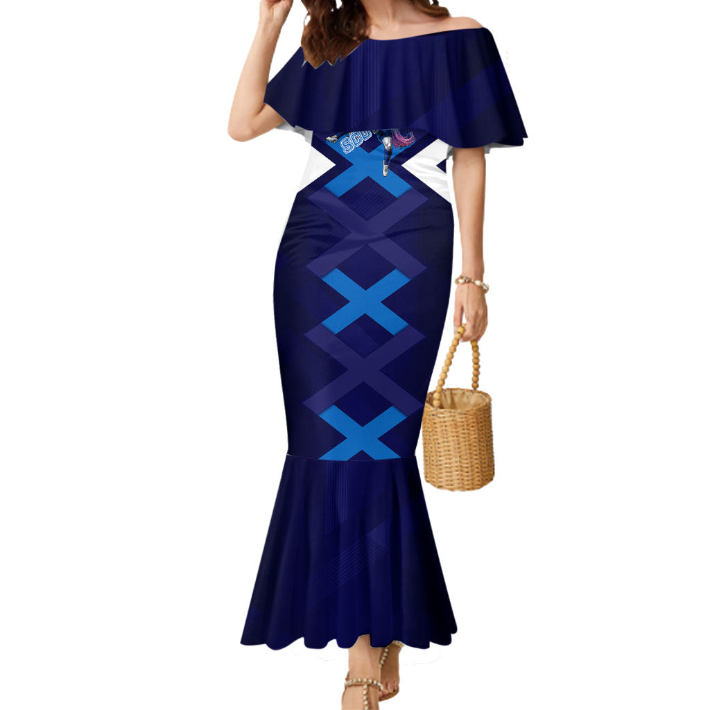 Personalized Scotland Unicorn Football Mermaid Dress Scottish National Soccer Team - St Andrew's Cross - Vibrant Fantasy Mascot