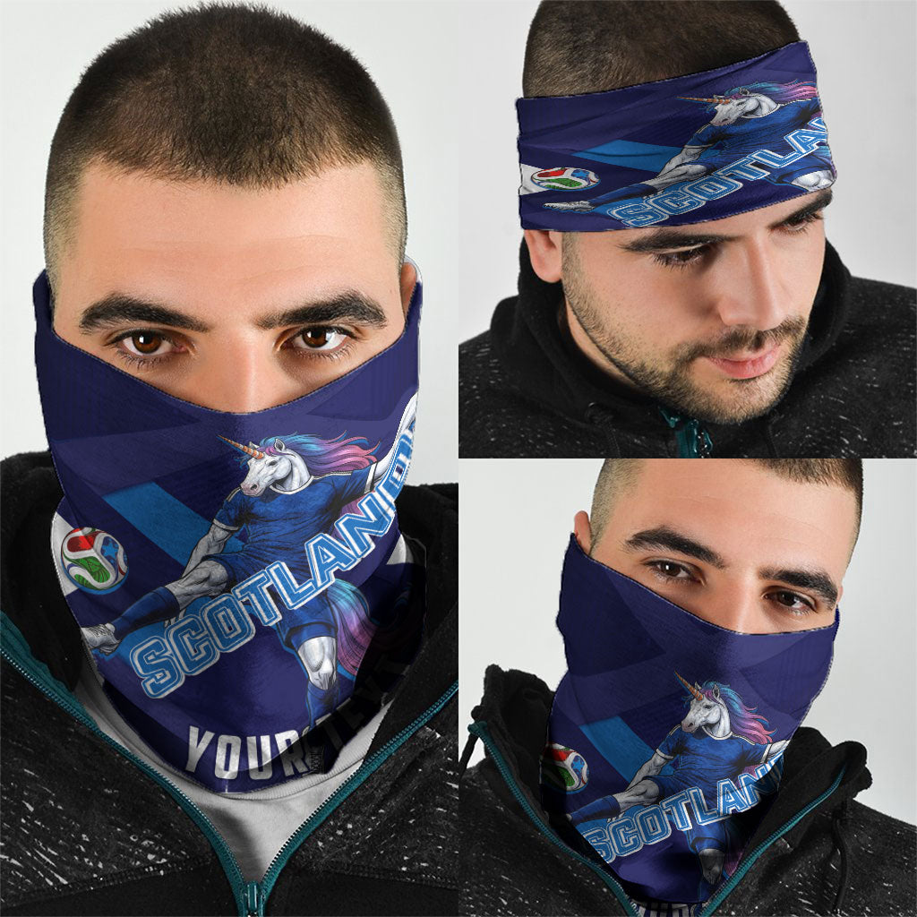 Personalized Scotland Unicorn Football Neck Gaiter Scottish National Soccer Team - St Andrew's Cross - Vibrant Fantasy Mascot