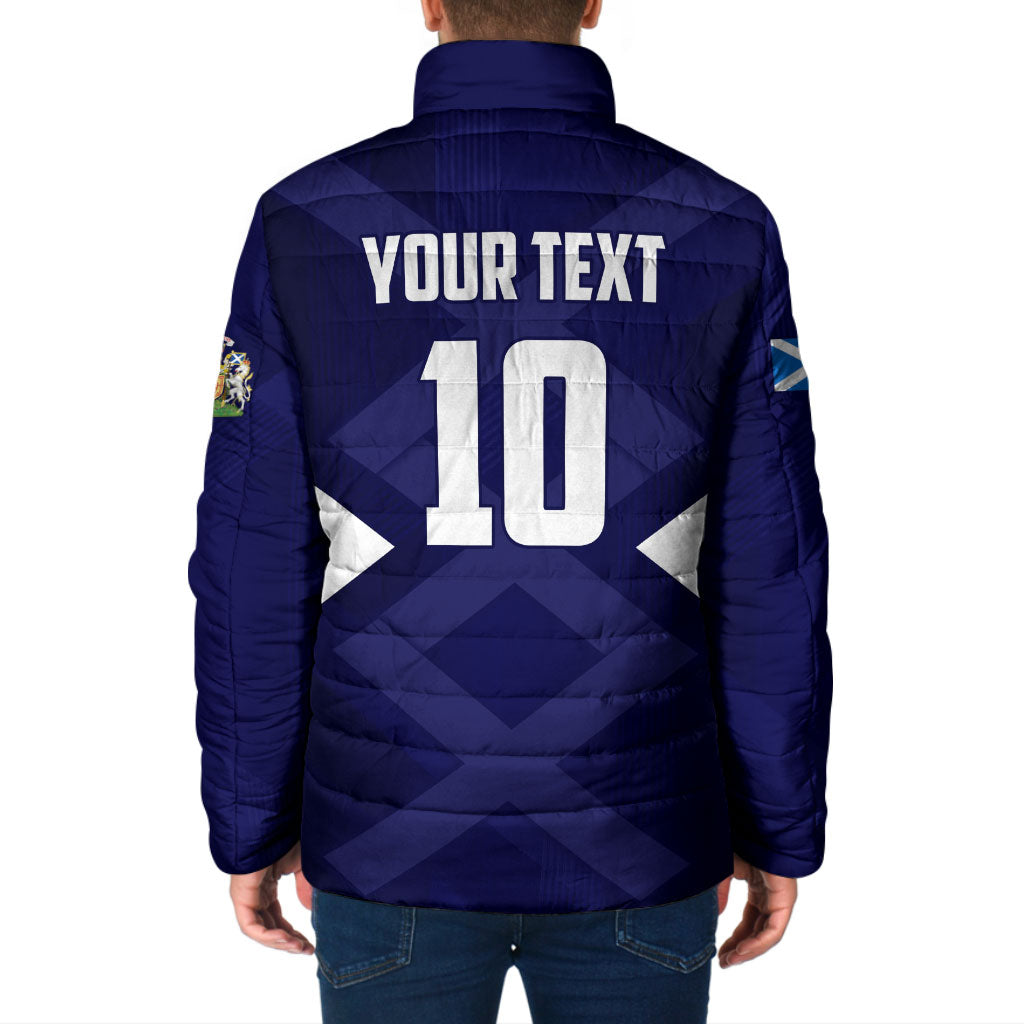 Personalized Scotland Unicorn Football Padded Jacket Scottish National Soccer Team - St Andrew's Cross - Vibrant Fantasy Mascot