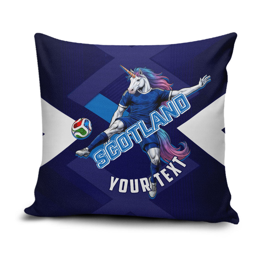 Personalized Scotland Unicorn Football Pillow Cover Scottish National Soccer Team - St Andrew's Cross - Vibrant Fantasy Mascot