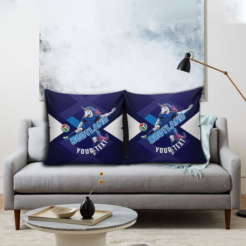 Personalized Scotland Unicorn Football Pillow Cover Scottish National Soccer Team - St Andrew's Cross - Vibrant Fantasy Mascot
