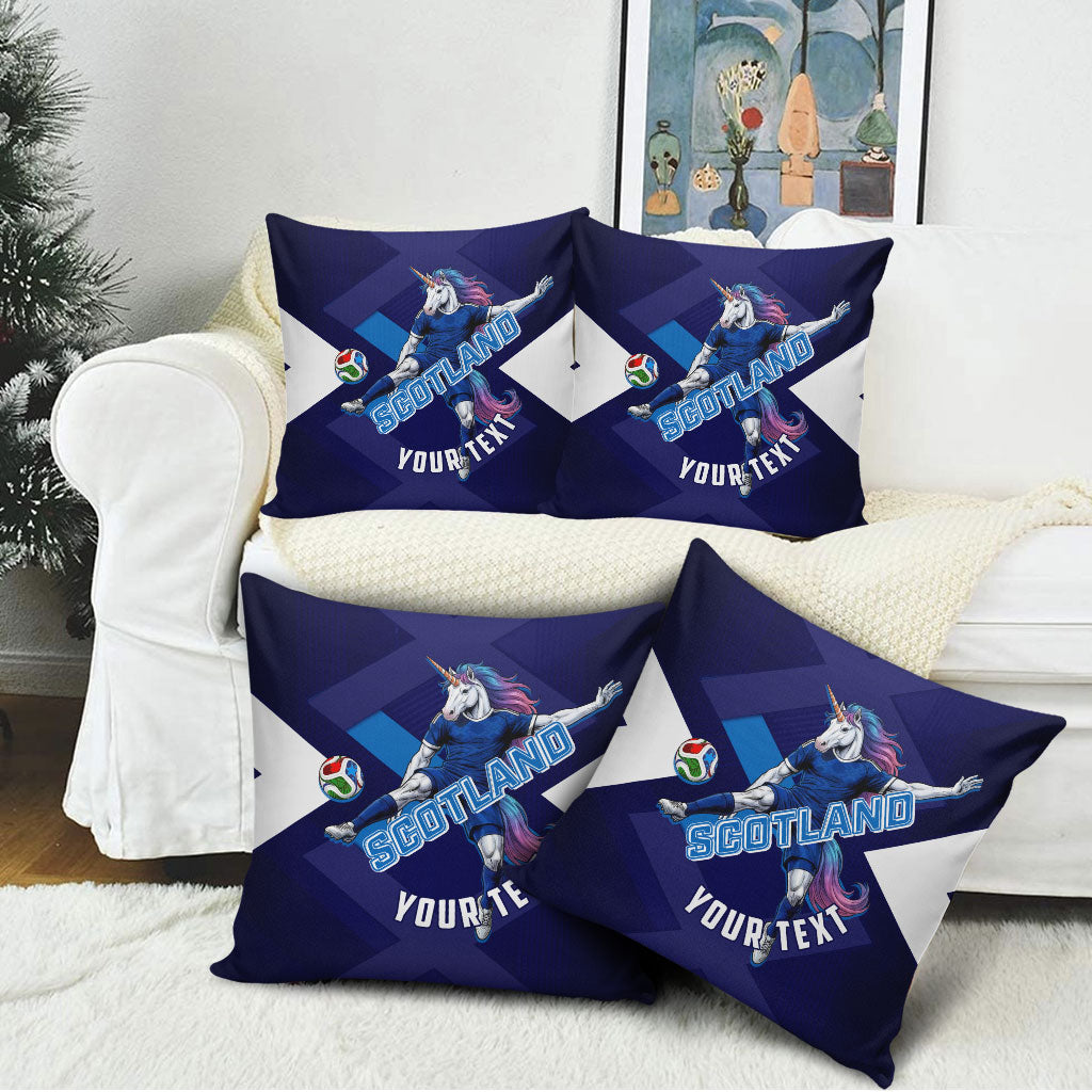Personalized Scotland Unicorn Football Pillow Cover Scottish National Soccer Team - St Andrew's Cross - Vibrant Fantasy Mascot