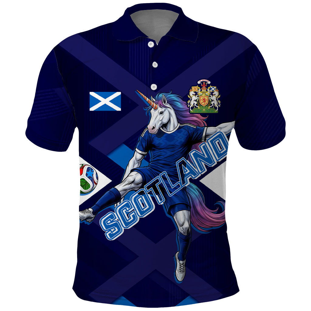 Personalized Scotland Unicorn Football Polo Shirt Scottish National Soccer Team - St Andrew's Cross - Vibrant Fantasy Mascot