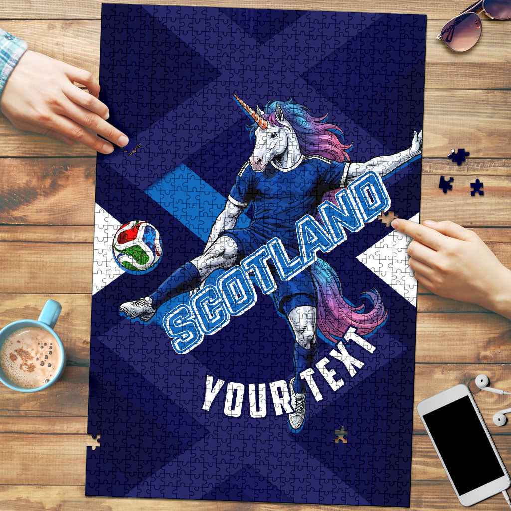 Personalized Scotland Unicorn Football Puzzle Scottish National Soccer Team - St Andrew's Cross - Vibrant Fantasy Mascot